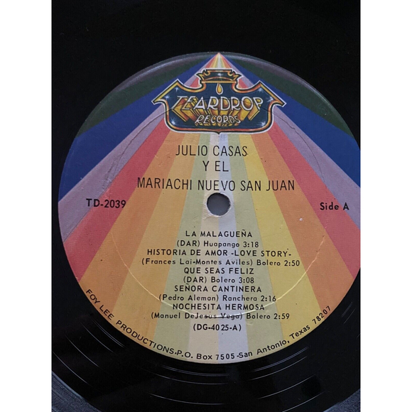 Julio Casas Y El mariachi Nuevo San Juan Con Mariachi LP TD-2039 Autographed VG+ - Picture 6 of 8